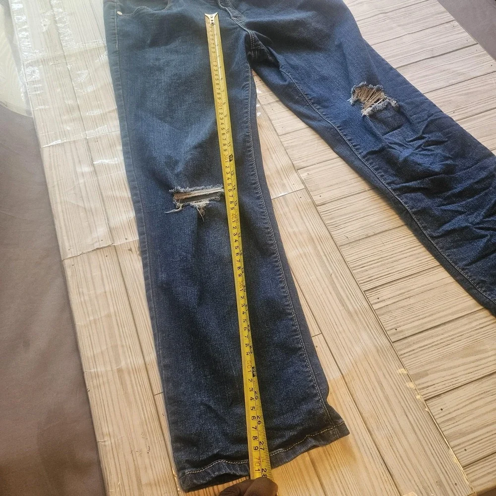 DKNY Jeans Womens 14 Blue Distressed Ripped Straight Leg Denim‎ Casual Trendy